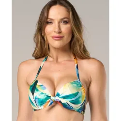 Top de bikini deportivo estampado con relleno
