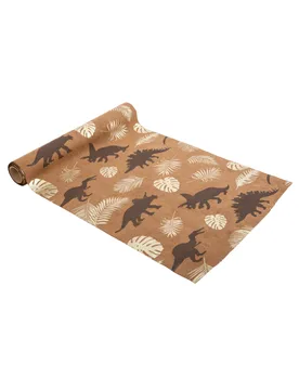 Dinosaurier Tischläufer Wildleder-Optik Camel 28cm x 3m Goldblätter - ARTYFETES - FashionsVida