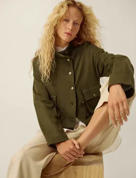 Funnel Neck Bomber Cardigan Khaki female - Monsoon - FashionsVida