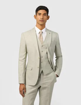Slim Fit Linen Rich Single Breasted Suit Jacket Khaki male - Ted baker - FashionsVida