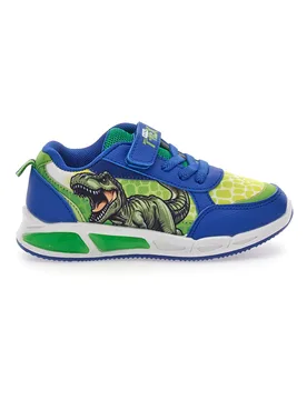 Sneakers Blu e Verdi con Luci e Velcro S8020112T 27 - DINOSAURO - FashionsVida