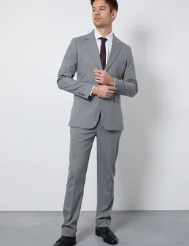 Men's Mid Grey Puppytooth Slim Fit Suit Trouser Size: 34R - Mid Grey - Size: 34R - Burton - FashionsVida