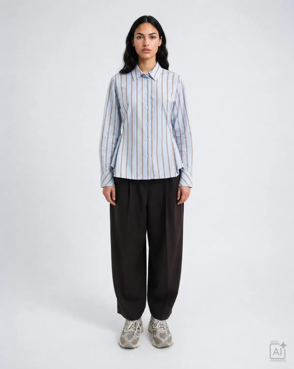 STRIPED BLOUSE ADJUSTABLE WAIST female - XXL - FashionsVida