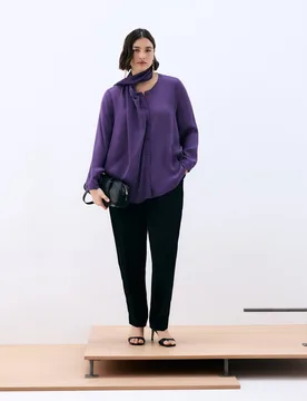 Camisa de mujer manga larga volante delantero - Couchel - FashionsVida