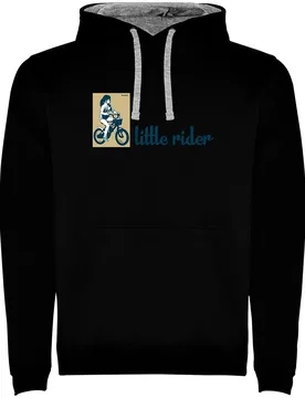Felpa Con Cappuccio Little Rider Two-colour Black / Grey - Kruskis - FashionsVida