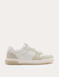 Leather Lace Up Casual Trainers White male