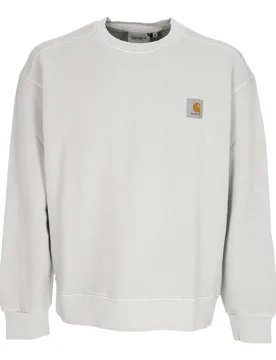 Felpa Leggera Girocollo Uomo Nelson Sweat Sonic Silver Garment Dyed - CARHARTT WIP - FashionsVida