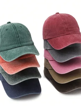 Pieza Gorra de béisbol unisex vintage lavada de unicolor con diseño minimalista, suave, estilo papá, adecuada para personalización DIY y artículo - Shein - FashionsVida