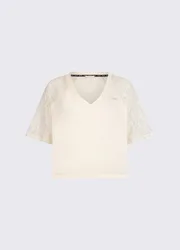 T-shirt con dettagli in pizzo donna bianco