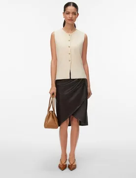 Vero Moda - Falda midi polipiel - Vero Moda - FashionsVida
