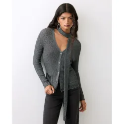 Cardigan de mujer con lurex y lazada