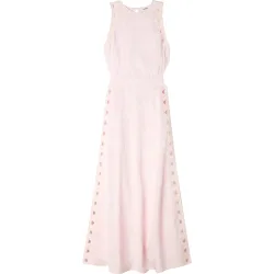 Vestido largo jacquard floral con detalles calados