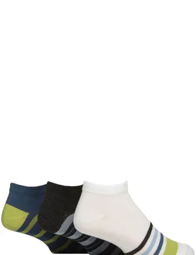 Mens 3 Pair Bamboo Plain and Patterned Trainer Socks with Smooth Toe Seams Ocean View 7-11 Mens - Multi Coloured - Size: 7-11 Mens - SockShop - FashionsVida