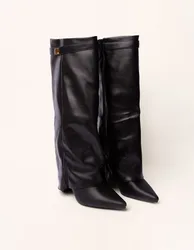 Cape Buckle Knee High Boots - UK 8 (EU 41) / BLACK - female