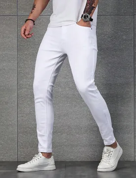 Hombres Jeans ajustados algodón unicolor 30 - Shein - FashionsVida