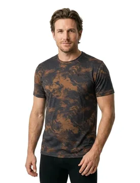 Dri Tie Dye Short Sleeve T-shirt Bread Brown L Men - Scott - FashionsVida