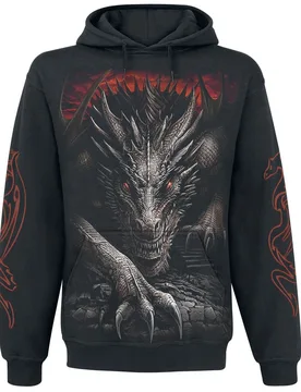 Gothic Kapuzenpullover - Majestic Draco - S bis XXL - für Männer - Größe L - schwarz - Männer - male - Spiral - FashionsVida