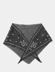 Knitted Paisley Grey Scarf Grey Mix female