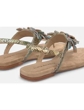 Sandalias de dedo de mujer con tira en t con detalle de flor y cierre de hebilla - Alma en Pena - FashionsVida