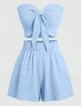 Conjunto de 2 piezas de top tubo y shorts de unicolor para mujer, ajustado, para verano XL - Shein - FashionsVida