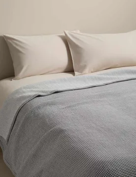 Cotton Rich Gingham Bedspread Charcoal - M&S - FashionsVida