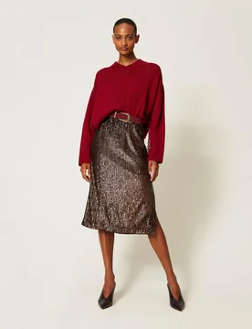 Twinset Jupe mi-longue en sequins - TWINSET - FashionsVida