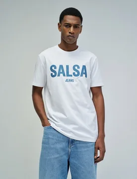 Camiseta de manga corta con branding slim fit de hombre - Salsa Jeans - FashionsVida