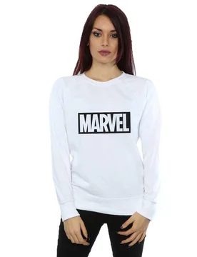 Women's Outline Logo Sweatshirt in White Size: Small - White - Size: S - Marvel - FashionsVida
