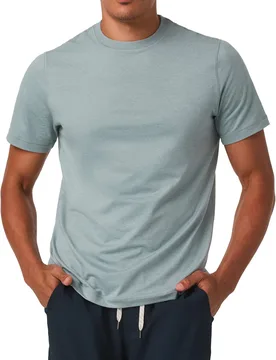 T-shirt urbain stretch et léger à manches courtes - S/S Ponto Performance Tee M Misty Blue Heather - Taille M - Bleu - Vuori - FashionsVida