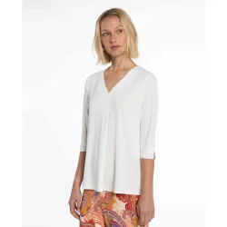 Camiseta de mujer de punto circular con pliegue central