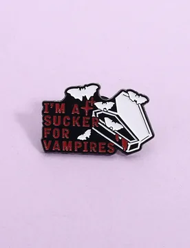 I'm A Sucker for Vampires Horror Movie Enamel Pin Halloween Coffin Bat Brooch Backpack Lapel Badge Punk Jewelry Gift Accessories - Aliexpress - FashionsVida
