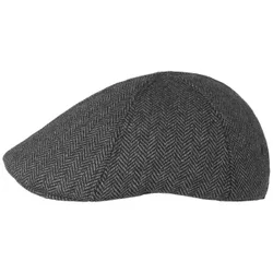 Herringbone Flat Cap by - black-grey - Herren - Size: M (57-58 cm)