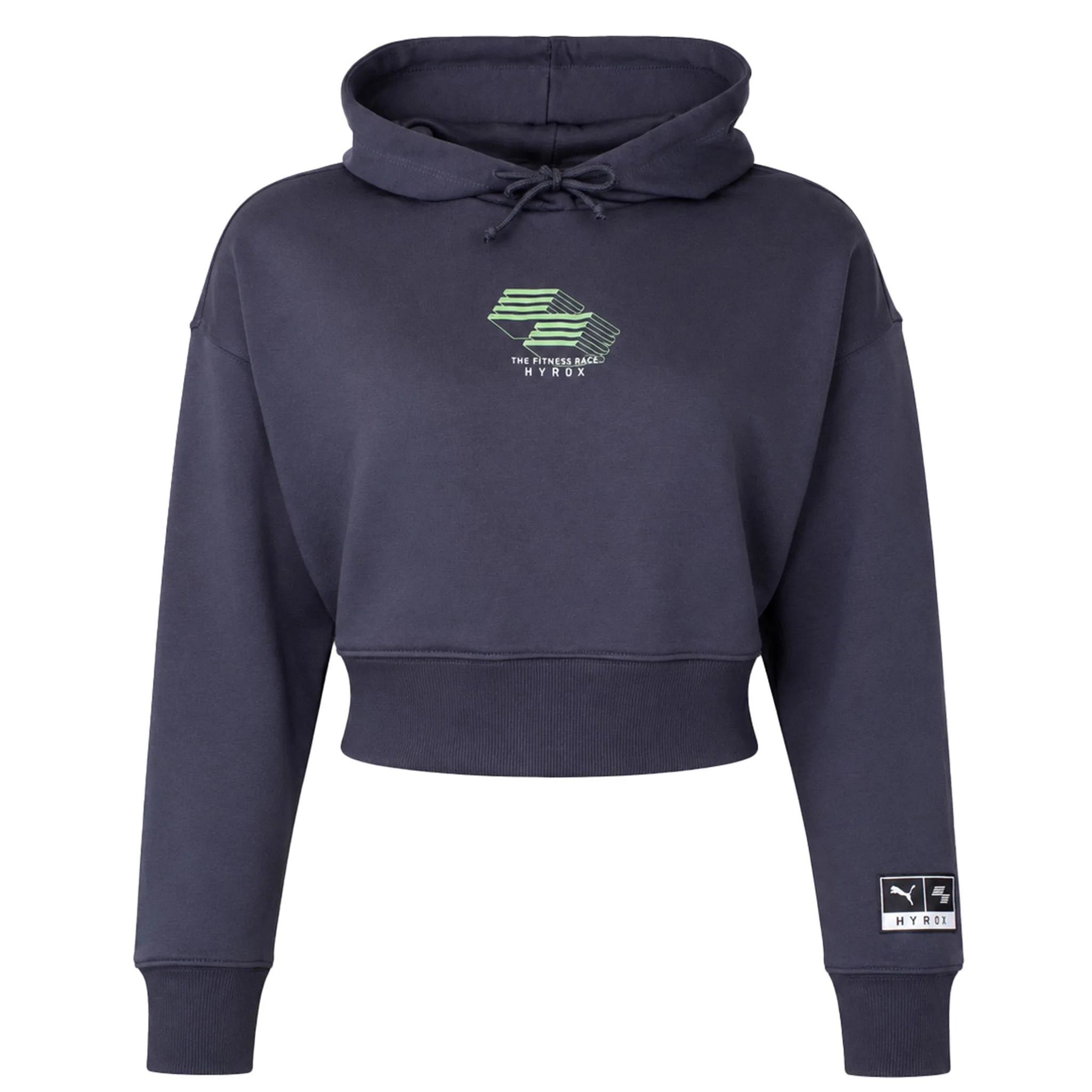 X Hyrox Womens Dark Grey Cropped Hoodie - Size Medium - Puma - FashionsVida