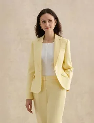 Pure Linen Tailored Jacket Yellow female