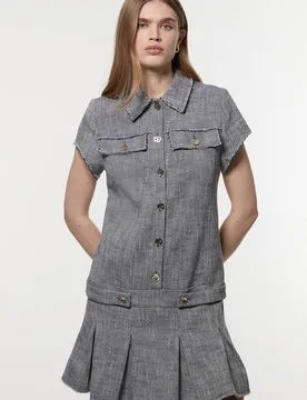 Women's Spring Tweed Tailored Mini Dress in Navy Size: 12 - Navy - Size: 12 - Karen millen - FashionsVida