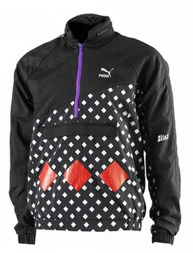 Xalifearc Savanah Diamond Print Mens Pull Over Tracktop Jacket 568202 01 A2d - Black Textile - Size 2xs - Puma - FashionsVida