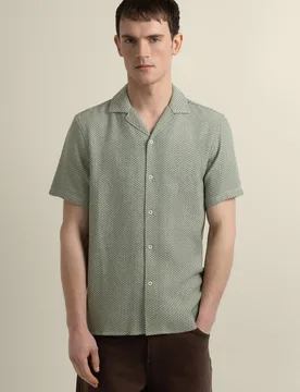 Mens Chevron Short Sleeve Shirt - - Size: S - Larsson & Co - FashionsVida