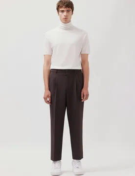Chino Cropped mit Bundfalten Braun 54 - Seidensticker - FashionsVida