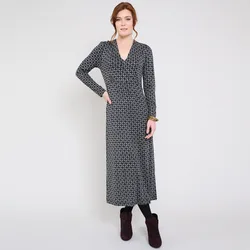 Wrap Front Midi Dress - Raven