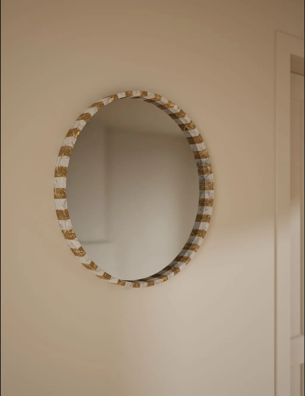 Marble Round Wall Mirror Brown Mix - M&S - FashionsVida