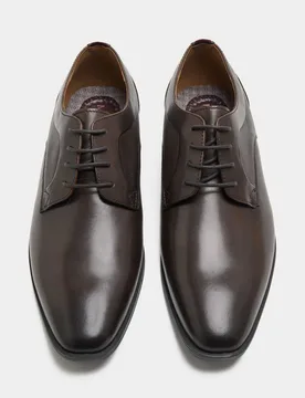 Leather Derby Shoes Dark Brown male - M&S - FashionsVida