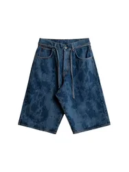 Big big japan shorts lace bermuda di jeans gamba larga - stone denim