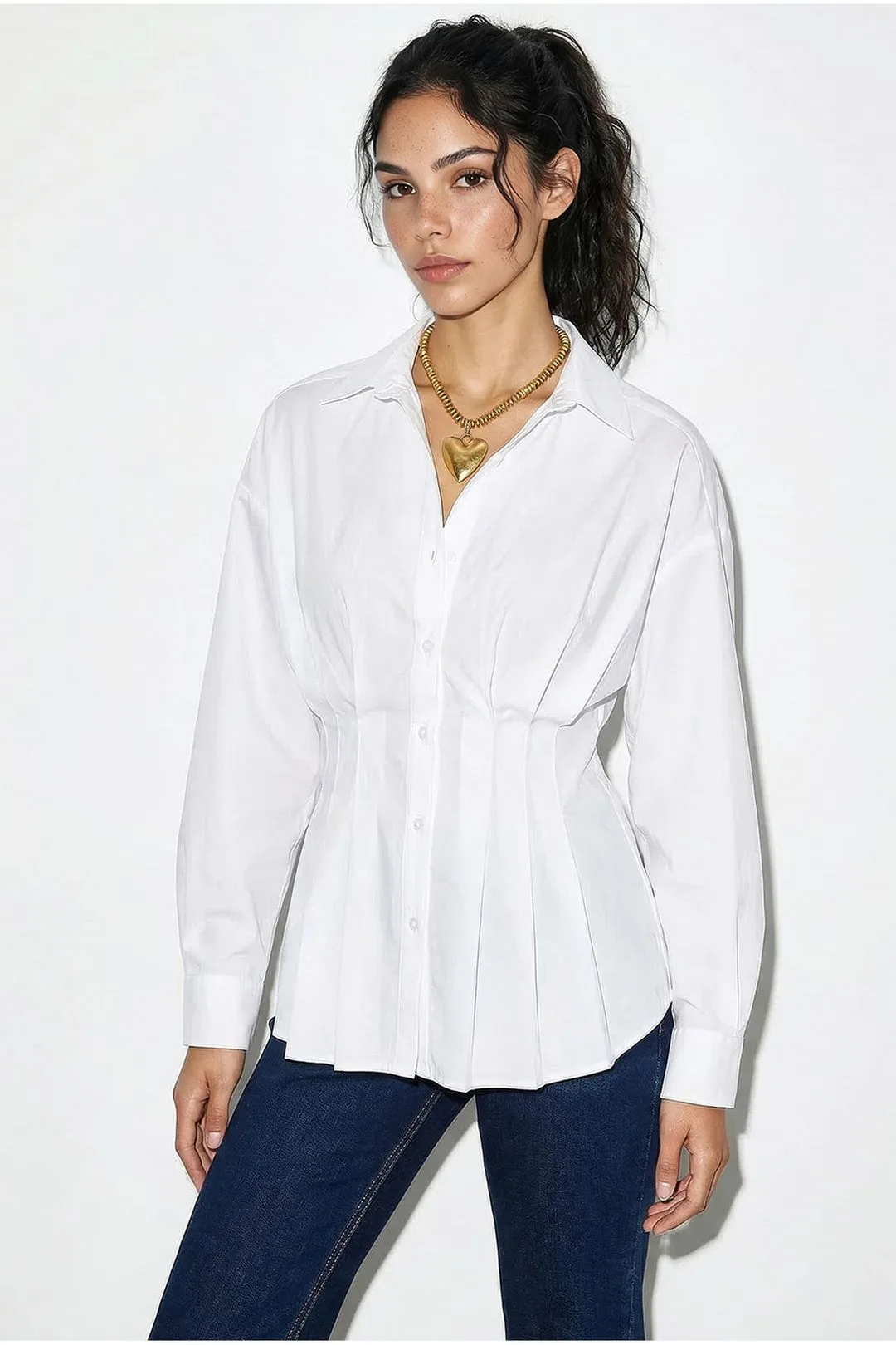 Womens Shirt - White - Size Medium - Bianco Lucci - FashionsVida
