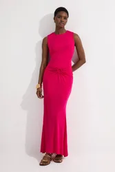 Women's Premium Stretch Crepe Jersey Maxi Dress in Raspberry Size: Small - Raspberry - Size: S