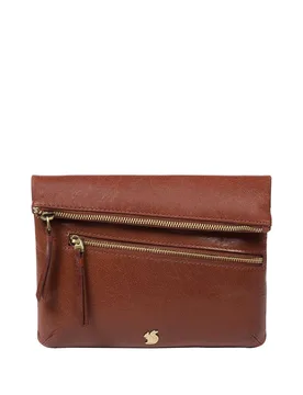 Women's 'Flare' Leather Clutch Bag in Brown - Brown - Size: One Size - Conkca London - FashionsVida
