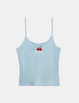 Womens Cherry Pointelle Tank - Dark Blue - Size Small - Coach - FashionsVida