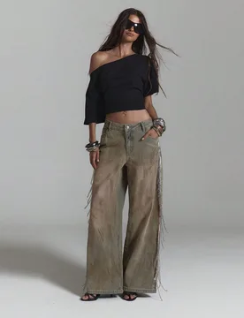 Camiseta corta y larga con hombros caídos, espalda abierta y detalles de cadena, sexy para verano, primavera, festivales, fiestas y salidas XL - Shein - FashionsVida