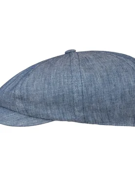 Vilonia 8 Panel Flat Cap by - blue-mottled - Size: S (54-55 cm) - Lierys - FashionsVida