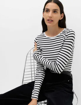 Cotton Rich Ribbed Slim Fit Top Black Mix female - M&S - FashionsVida