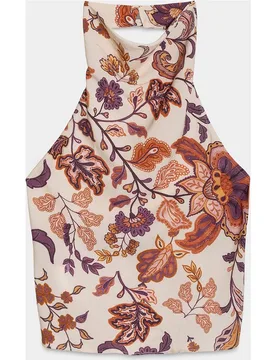 Top de mujer estampado y detalle fruncido - Noon - FashionsVida